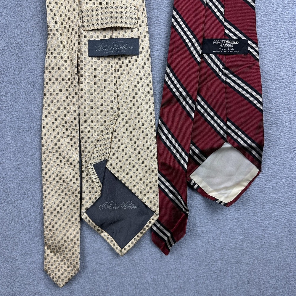 Brooks Brothers Tie Lot Mens One Size Red Stripe Geometric 100% Silk England
